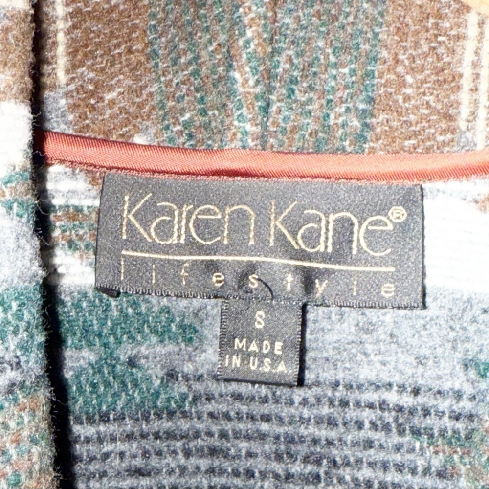 Vintage Karen Kane Shawl Collar Wool-Blend Blanket-Style Tribal Jacket S - Picture 4 of 9